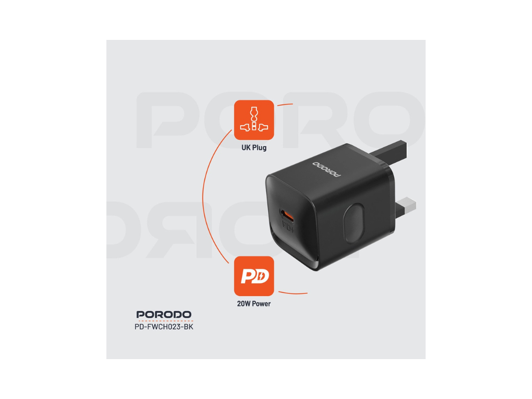 Buy Porodo 20W USB-C Wall Charger – UK Plug | in Qatar Buy Porodo 20W USB-C Wall Charger – UK Plug | in Qatar